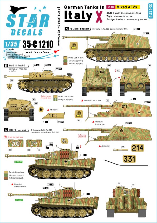 1/35 German Tanks in Italy #10, StuG.III, Tiger I Late, Nashorn - Click Image to Close