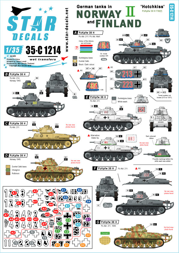 1/35 German Tanks in Norway & Finland #2, Pz.Kpfw.38H 739(f) - Click Image to Close