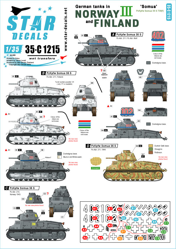 1/35 German Tanks in Norway & Finland #3, Pz.Kpfw.35S 735(f) - Click Image to Close