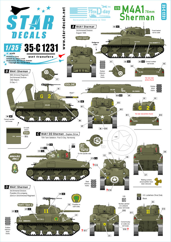 1/35 US M4A1 Sherman, Normandy and France in 1944 - Click Image to Close