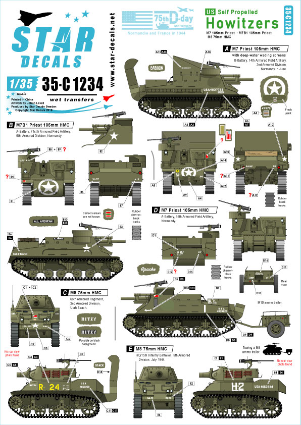 1/35 US SP Howitzers, M7 Priest and M8 HMC, 75th D-Day Special - Click Image to Close