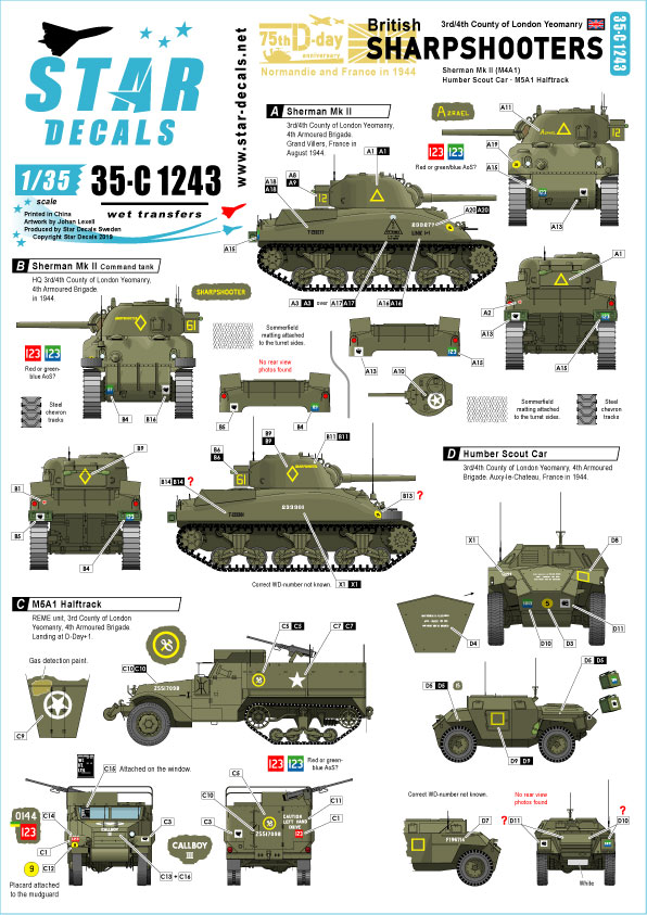 1/35 British Sharpshooters, Shermans and AFVs of 3rd/4th CLY - Click Image to Close