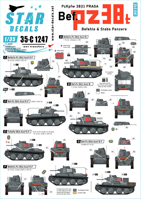 1/35 Pz.Kpfw.38(t) Praga, Befehls & Stabs Panzers, Eastern Front - Click Image to Close