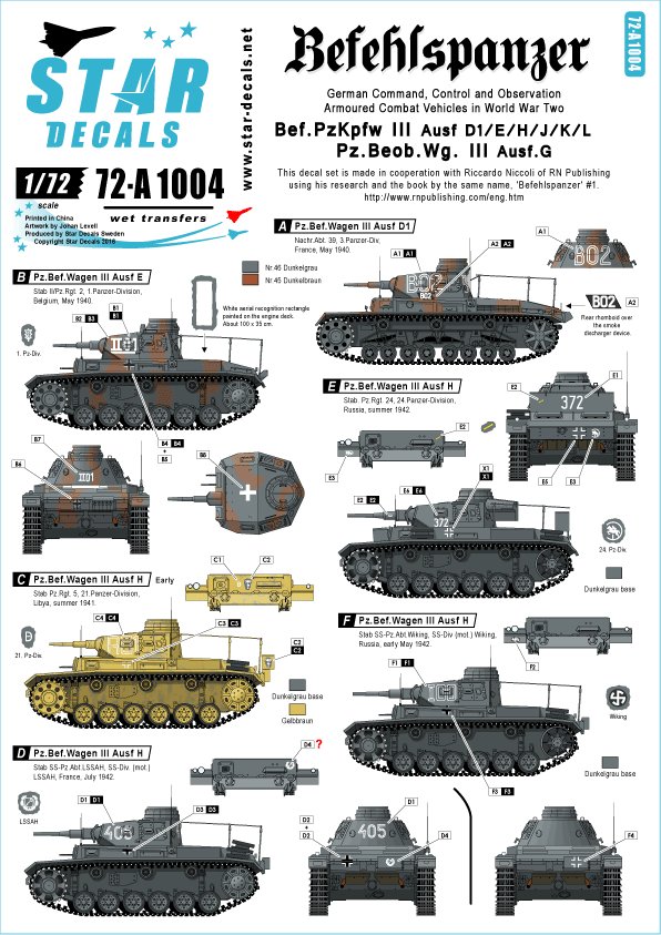 1/72 Befehlspanzer #2, Bef.Pz.III D1/E/H/J/K/L and Beob.Pz.III - Click Image to Close