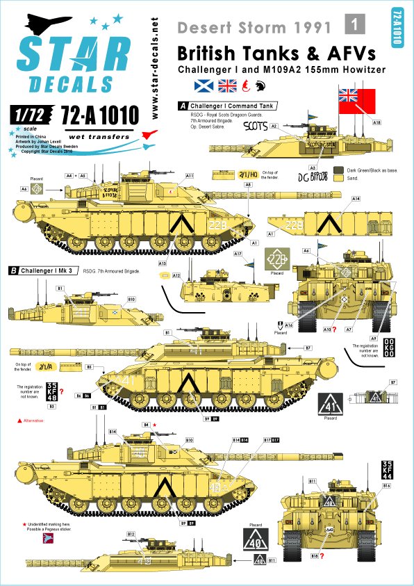 1/72 Desert Storm 1991 #1, British Challenger I and M109A2 - Click Image to Close