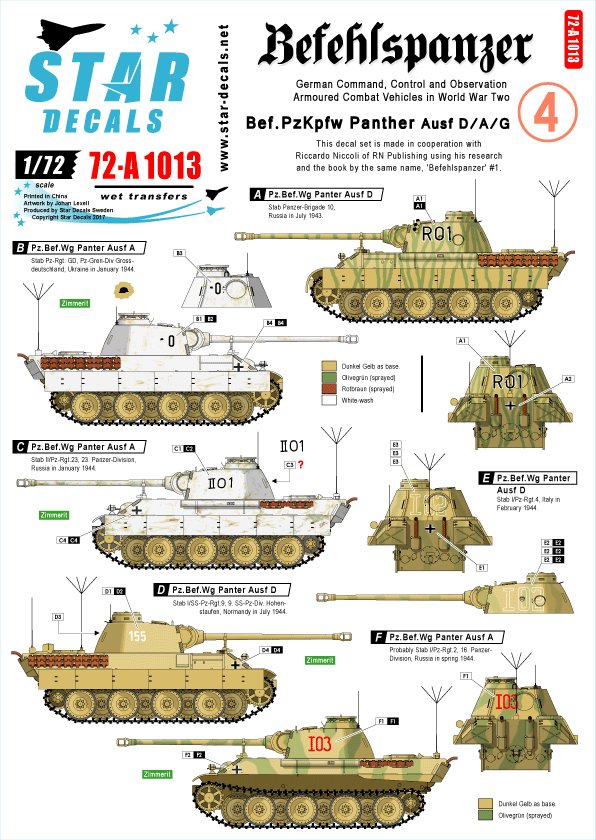 1/72 Befehlspanzer #4, Bef.Pz.Kpfw Panther Ausf.D/A/G - Click Image to Close