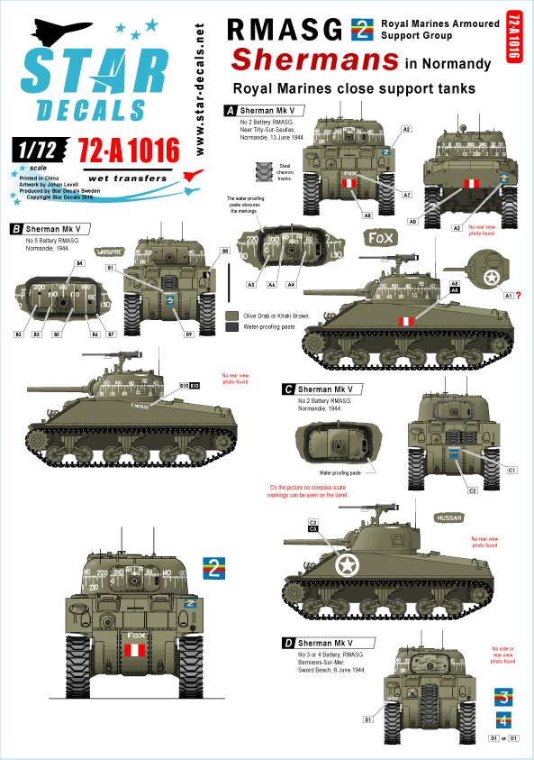 1/72 RMASG Shermans in Normandy, Royal Marines Support Tanks - Click Image to Close