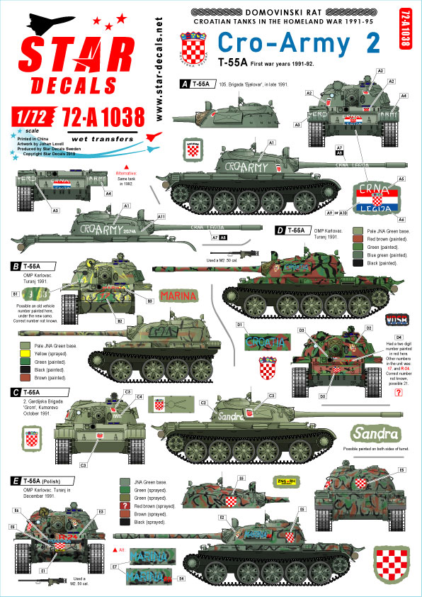 1/72 Cro-Army #2, Croatian T-55 Tanks 1991-92 - Click Image to Close