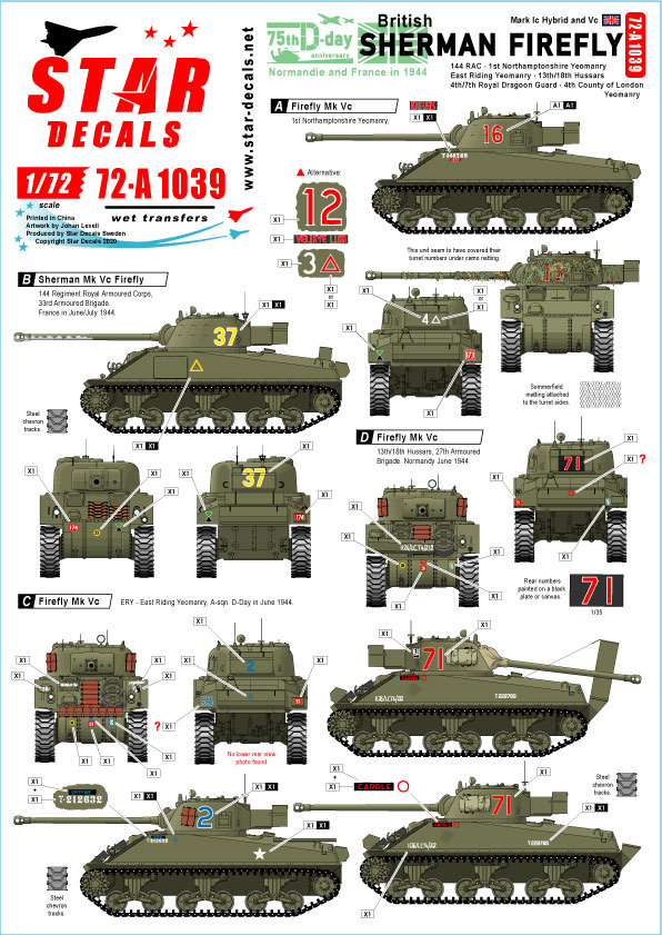 1/72 British Sherman Firefly, 75th D-Day Special, Mk.IC & Mk.VC - Click Image to Close