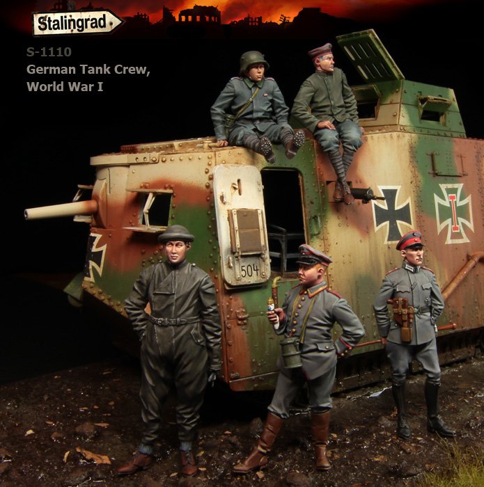 1/35 WWI German Tank Crew (Big Set, 5 Figures) - Click Image to Close