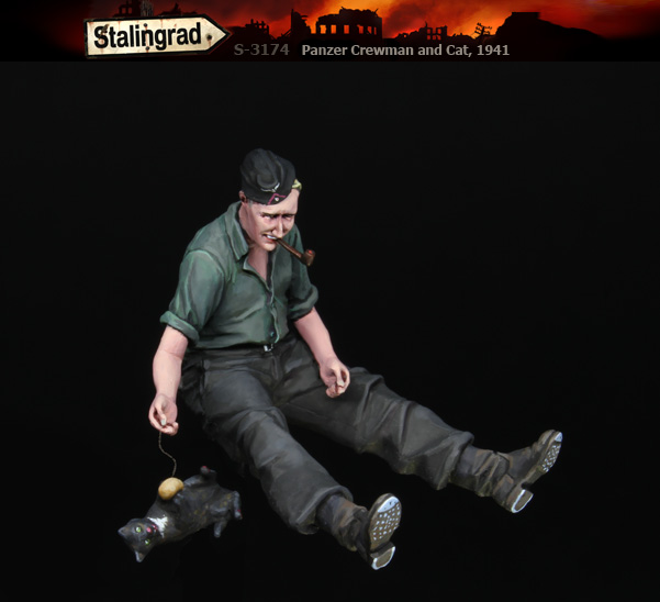 1/35 WWII German Panzer Crewman and Cat 1941 - Click Image to Close