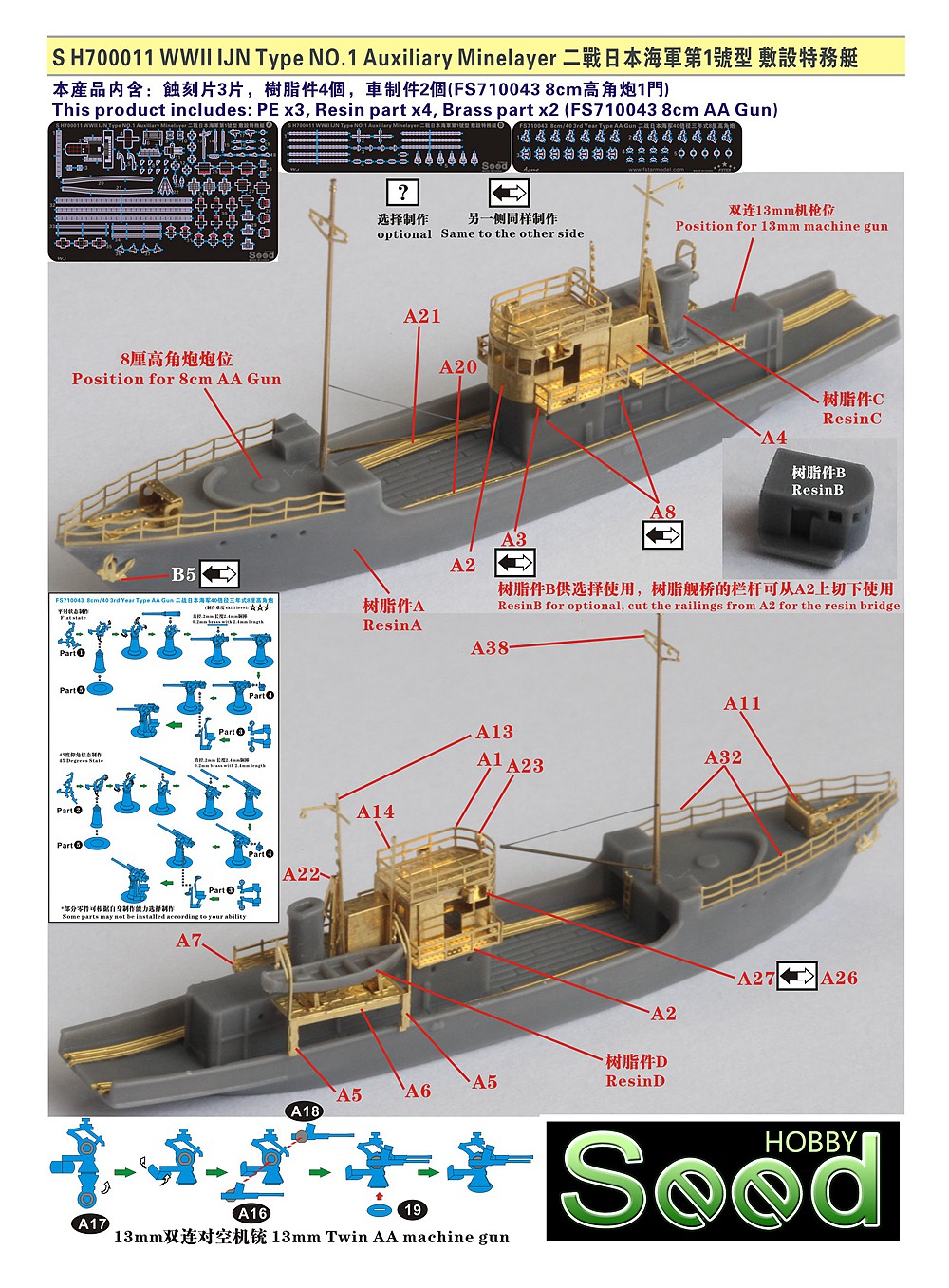 1/700 WWII IJN Type No.1 Auxiliary Minelayer Resin Kit - Click Image to Close