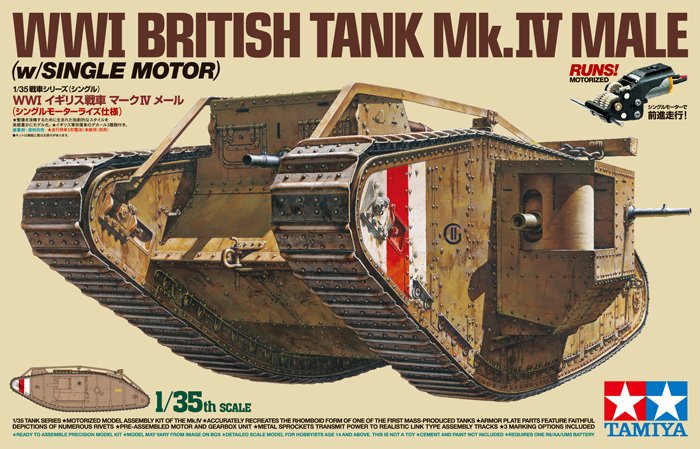 1/35 WWI British Tank Mk.IV Male w/Single Motor & British Figure - Click Image to Close