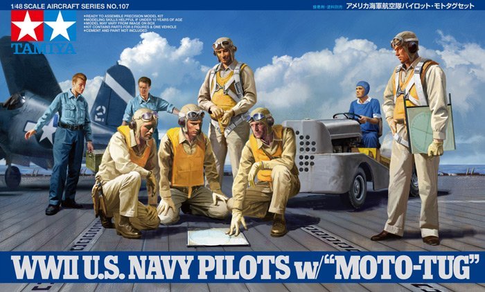 1/48 WWII US Navy Pilots w/Moto Tug - Click Image to Close