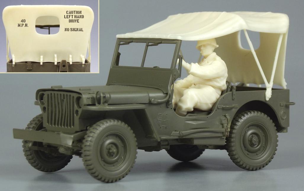 1/35 Willys Jeep MB Tarp Set & US Driver - Click Image to Close