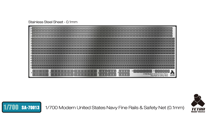 1/700 Modern US Navy Fine Rails & Safety Net (Thickness 0.1mm) - Click Image to Close